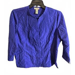 Choices Women's Blue Long Sleeve Button-Up Top XL